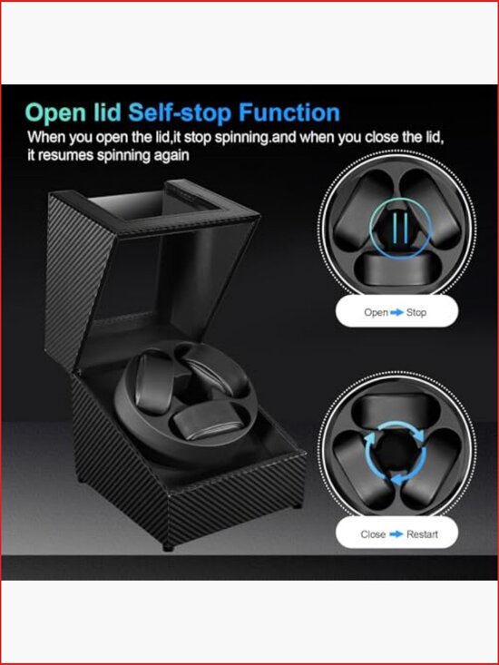 Watch Winder with LED Light Japanese Quiet Motor 4 Rotation Modes USB-C main image 4